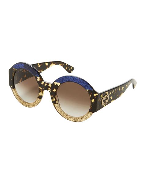 gucci colorblock glitter round sunglasses|gucci outlet sunglasses.